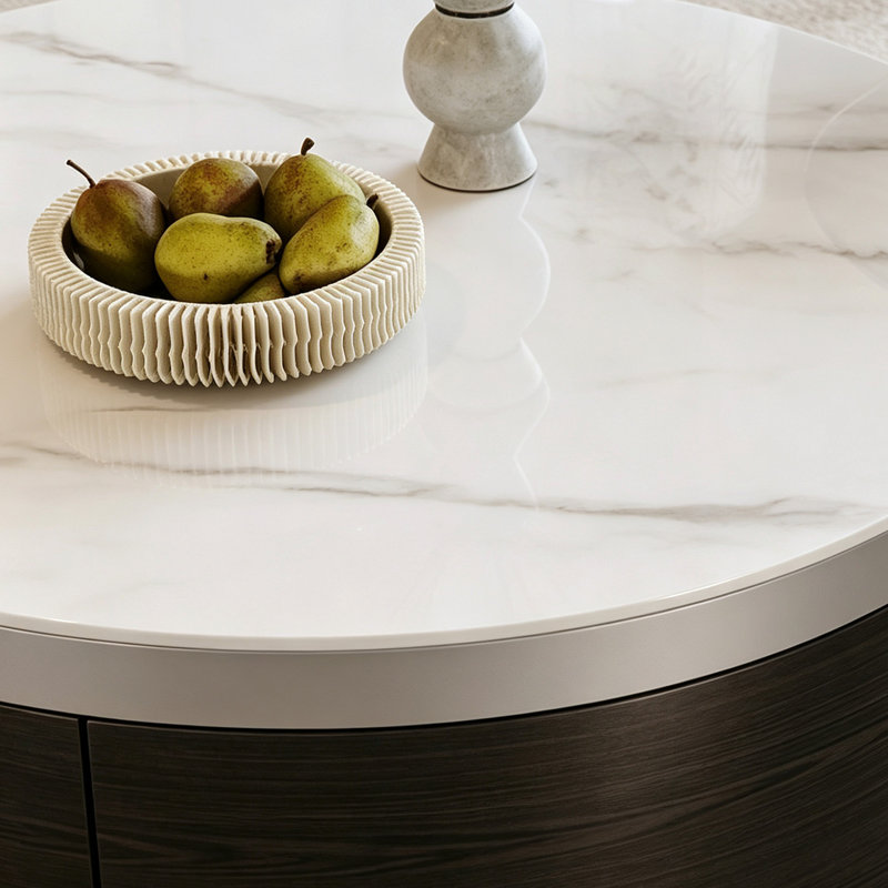 Ensemble de tables basses Modern, White/Light Grey/Brown Top/Black Base