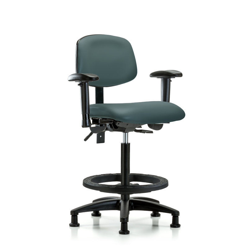 Astrid Vinyl Drafting Chair, Colonial Blue, Glides, Not Included
