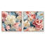 Motif de charme victorien bleu et beige - ensemble de collage floral carré de 2-101850946-101850949