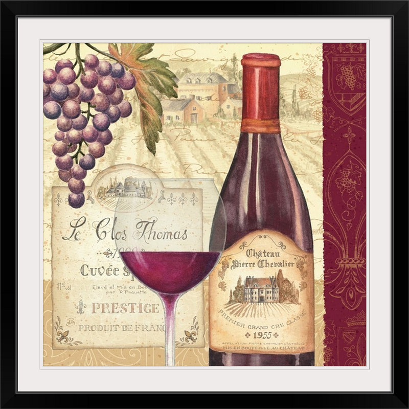 « ii », reproduction d’impression sur brissonnet, Wine Tradition, H 28 x l 28 po x P 1 po, Cadre noir