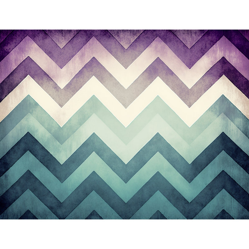 Housse de couette à motif de chevrons à rayures bleu / mauve, Housse de couette simple