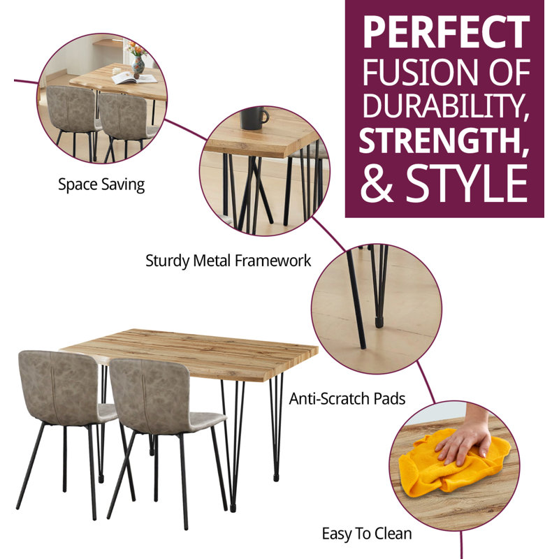 Mose 4 -Person Dining Set, 76cm H x 120cm L x 80cm W