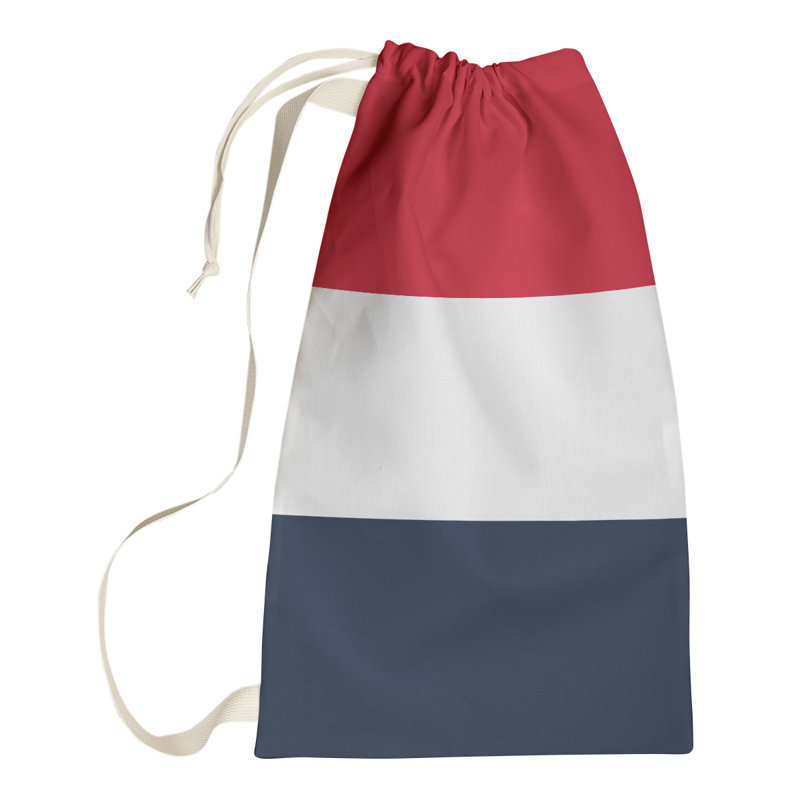 Fabric Laundry Bag with Handles, Medium (36" H x 28" W x 1.5" D), Pittsburgh Red/White/Navy
