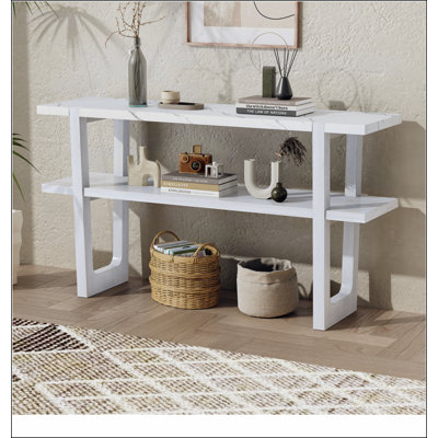 Console Retro Elegant avec plateau effet marbre