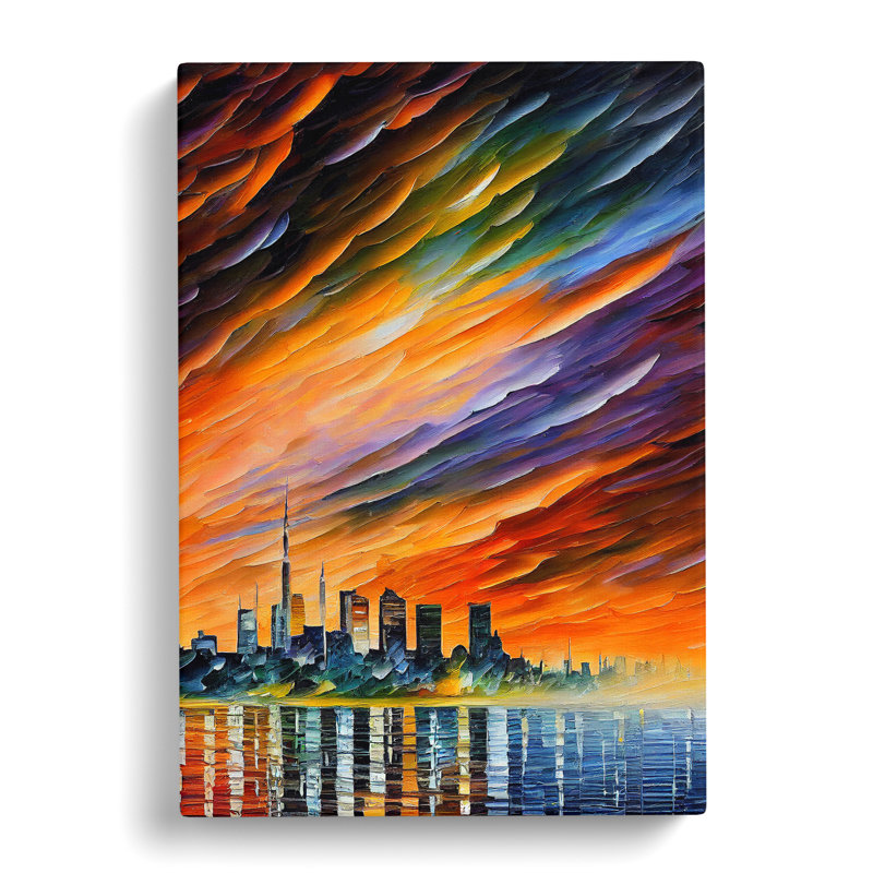 City Skyline At Sunset No.1 - Wrapped Canvas, 76cm H x 50cm W