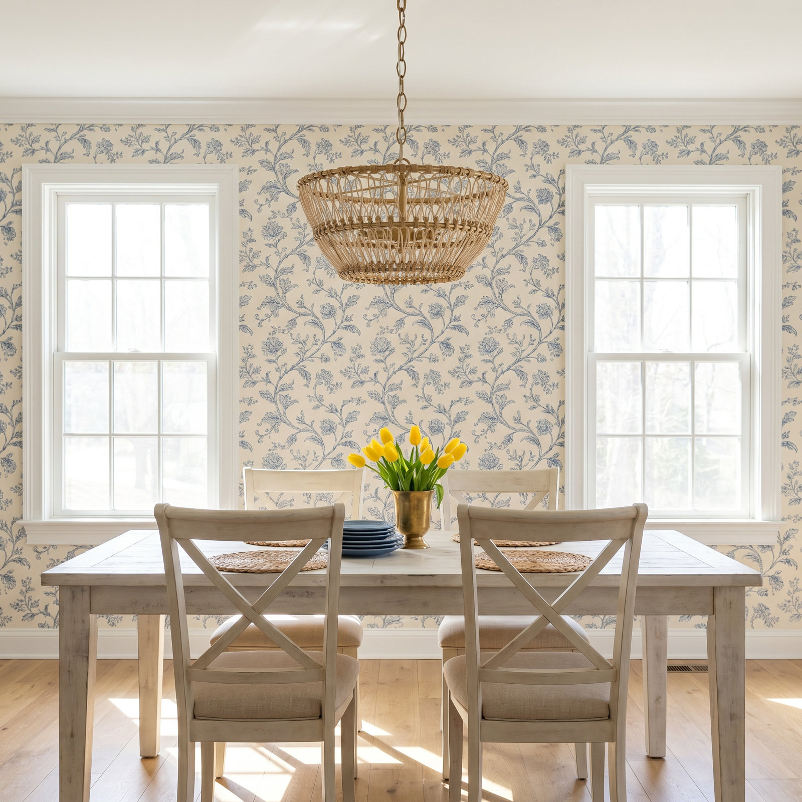 Foley 3 Light Rattan Dimmable Pendant