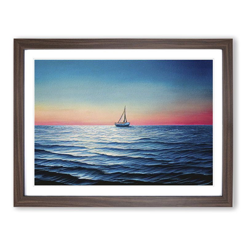 Stunning Sailing Boat - Single Picture Frame Print, 46cm H x 64cm W x 2cm D, Walnut Framed