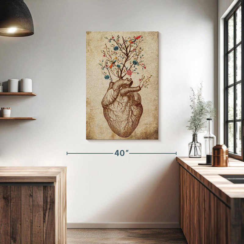 Cœur Keiri floral printanier, H 39 po x l 26 po