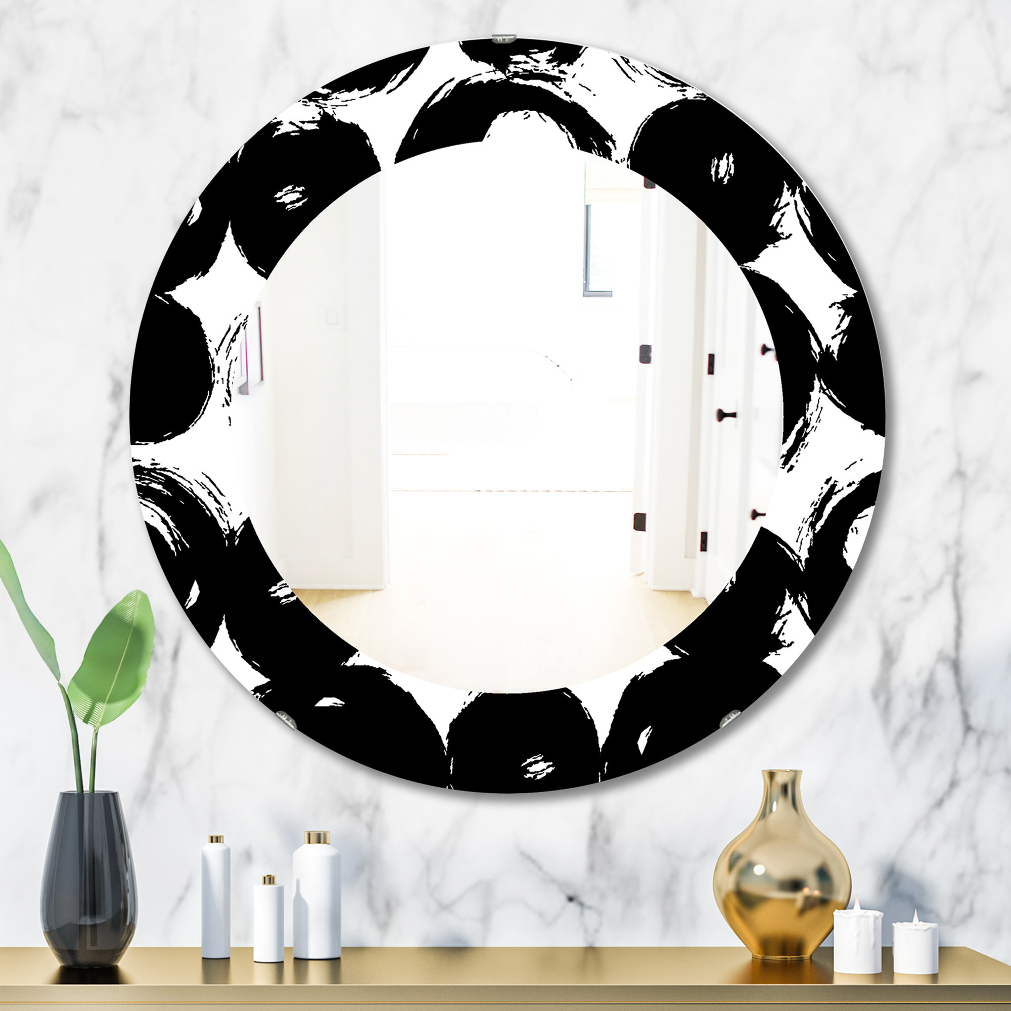 East Urban Home Black & White 7 - Modern Mirror - Contemporary Wall ...