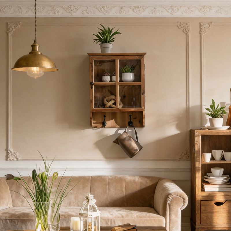 Armoire de rangement murale en bois 17,72 "à 2 niveaux avec portes en verre pour le salon, le bureau et la chambre à coucher