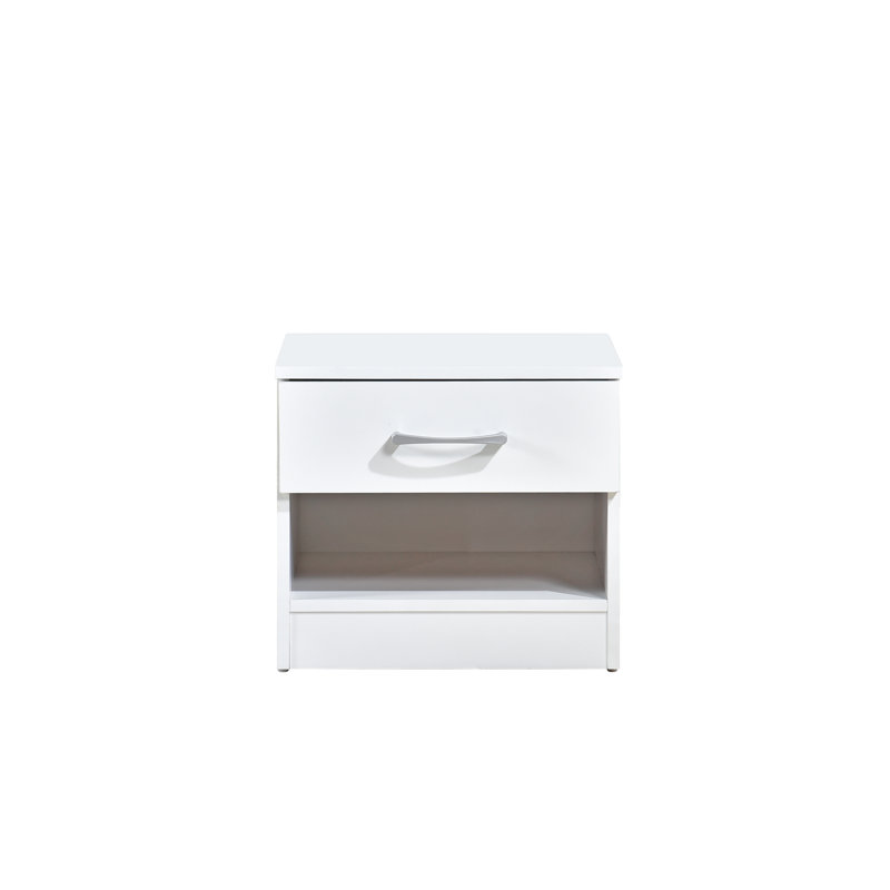 Highbury White 1 Drawer Open Shelf Bedside Table Nightstand