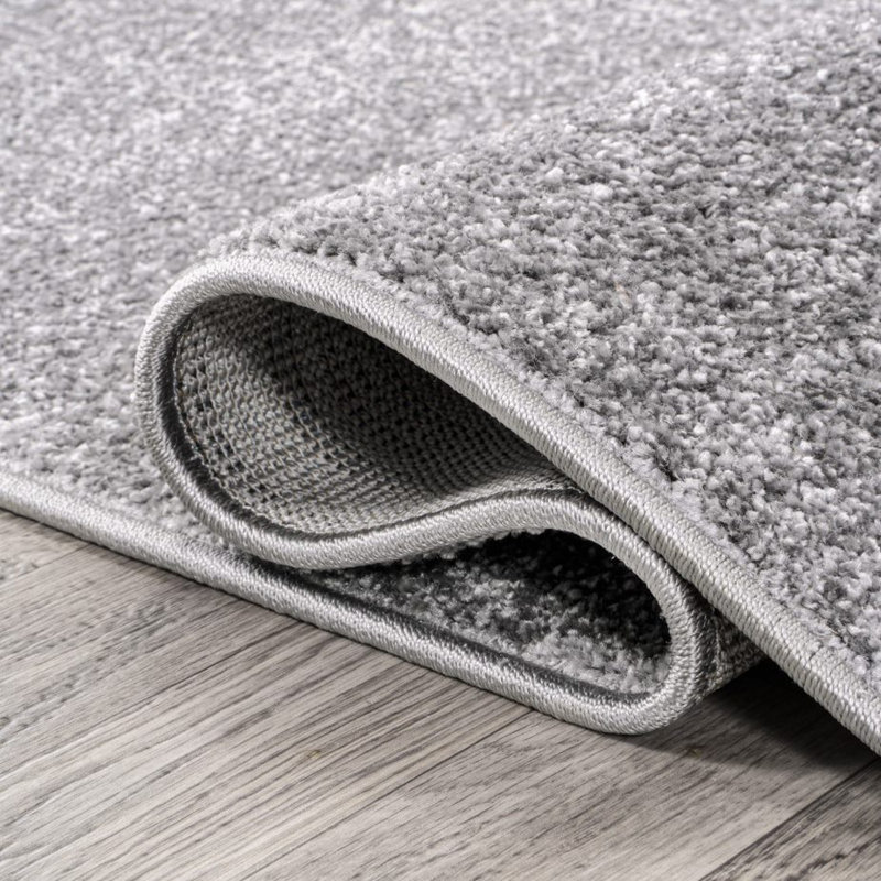 Asal Haze Solid Low-Pile Gray Rug, Rectangle 5' x 8'