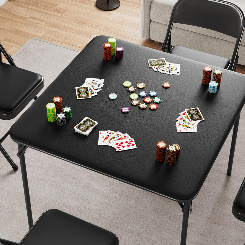 Folding Table, 33.6 Inch Folding Card Table, Black