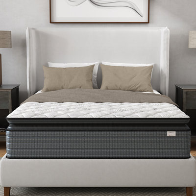 Très grand matelas à plateau-coussin très grand, 14 pouces, États-Unis, relief, faible transfert de mouvement, conception, eau, gris et blanc, rembourrage en mousse viscoélastique, matériau principal à ressorts, cadre de base réglable pour la gestion, blanc