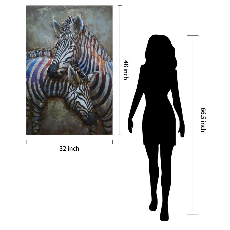 Zebras Iron Hand Painted 3D Wall Art