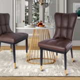 18.9'' H Faux Leather Upholstered Metal Side Chair
