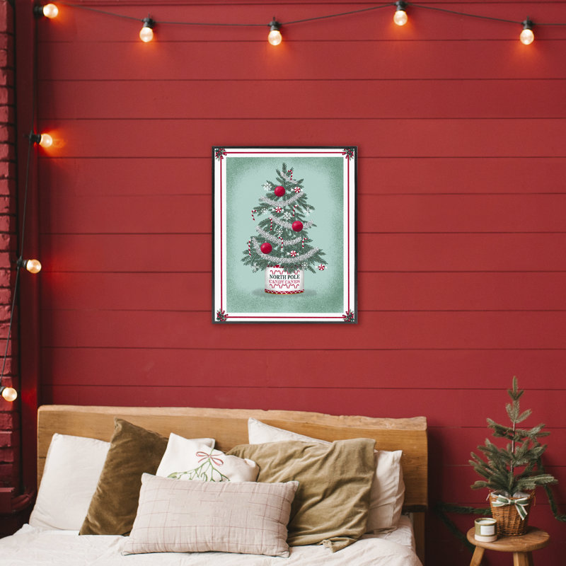 Giclée encadrée de canne à sucre North Pole, design par Jilly Jack Designs, H 30 po x l 24 po, Giclée encadrée noir minuit