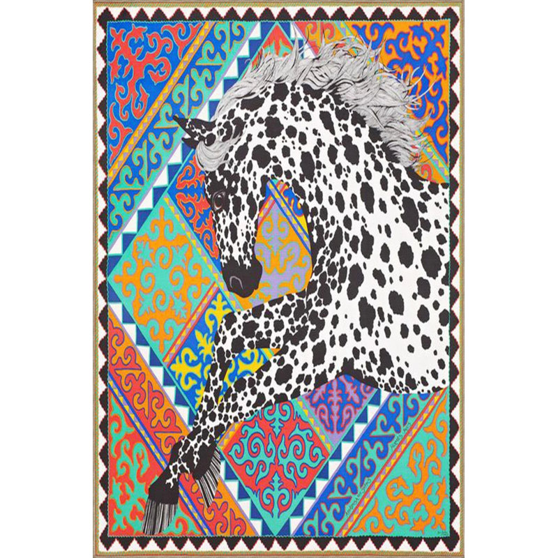 Tapis décoratif géométrique de couleur bleue, Rectangle 3 pi 4 po x 6 pi 7 po