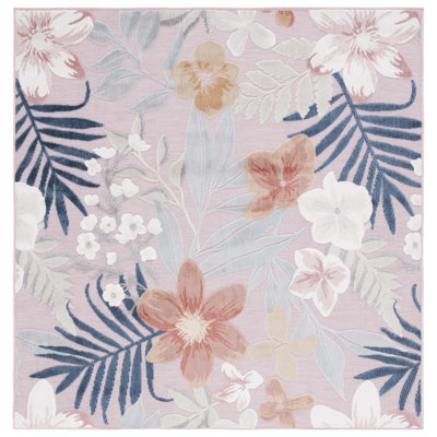 Abdalah Floral Pink/Gray Indoor / Outdoor Area Indoor/Outdoor Area Rug