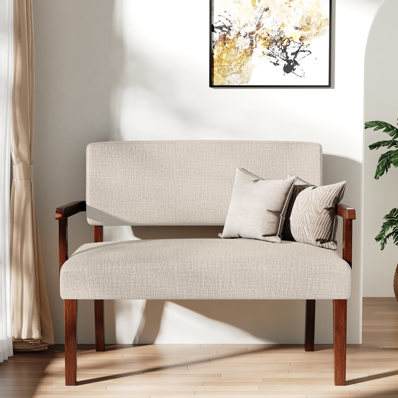 44.29"W Upholstered Dining Bench with Back for Living Room,Bedroom,Office,Entryway, Beige