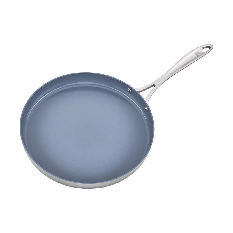 Poêle gril ronde antiadhésive en acier inoxydable 11,81 po