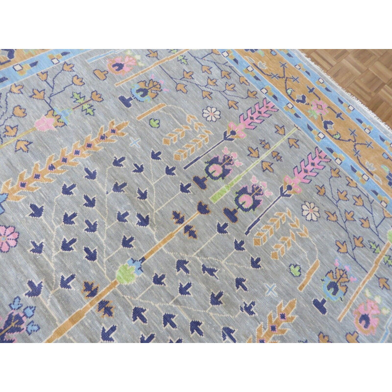 Tapis unique gris de 9 pi x 11 pi 10 po