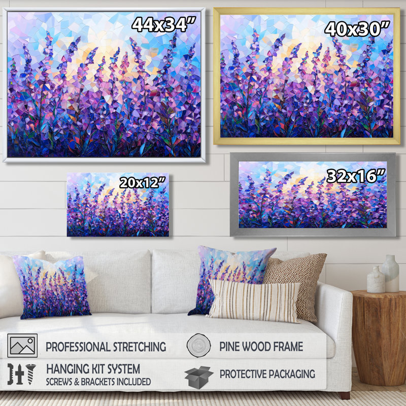 «Fantasy Field Of Lavender Field II - Violets», impression murale, Reproduction encadrée, Noir, H 12 po x l 20 po