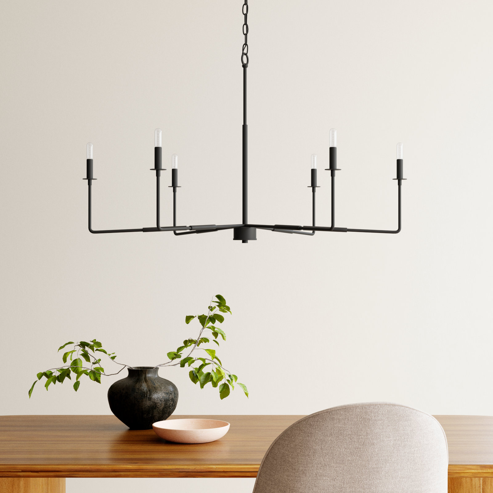 Alysa 6 - Light Candle Style Classic Chandelier, Matte Black