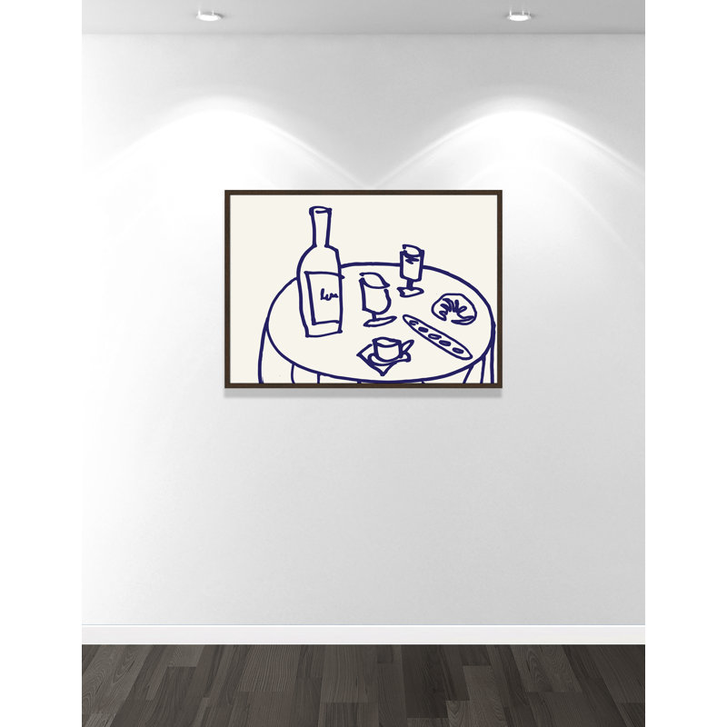 Impression de table par Corinne Rose Design, L 41,5 po x H 29,5 po, Impression encadrée, Grain de bois noyer