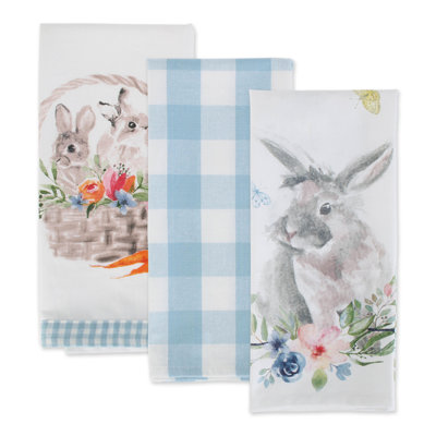Cotton Plaid Embroidered Kitchen Towel Linen Set