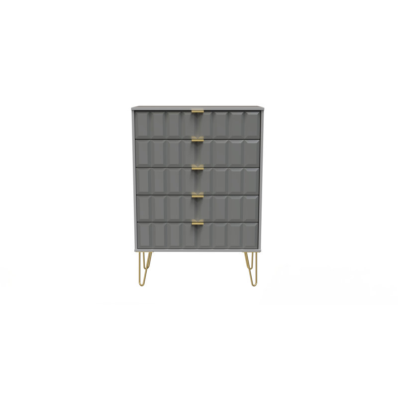 Allem 77cm W 5 - Drawer Chest of Drawers, Shadow Matt/Grey