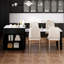 Îlot de cuisine extensible avec table à manger pour 4 à 6 personnes, comptoir en faux marbre noir, 2 tiroirs, prise électrique, base réglable 4-6, armoire imitation bois, étagères latérales, 1 port, prises secteur réglables