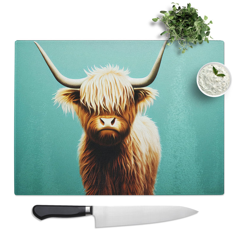 Grand Highland Cow  Glass Chopping Board