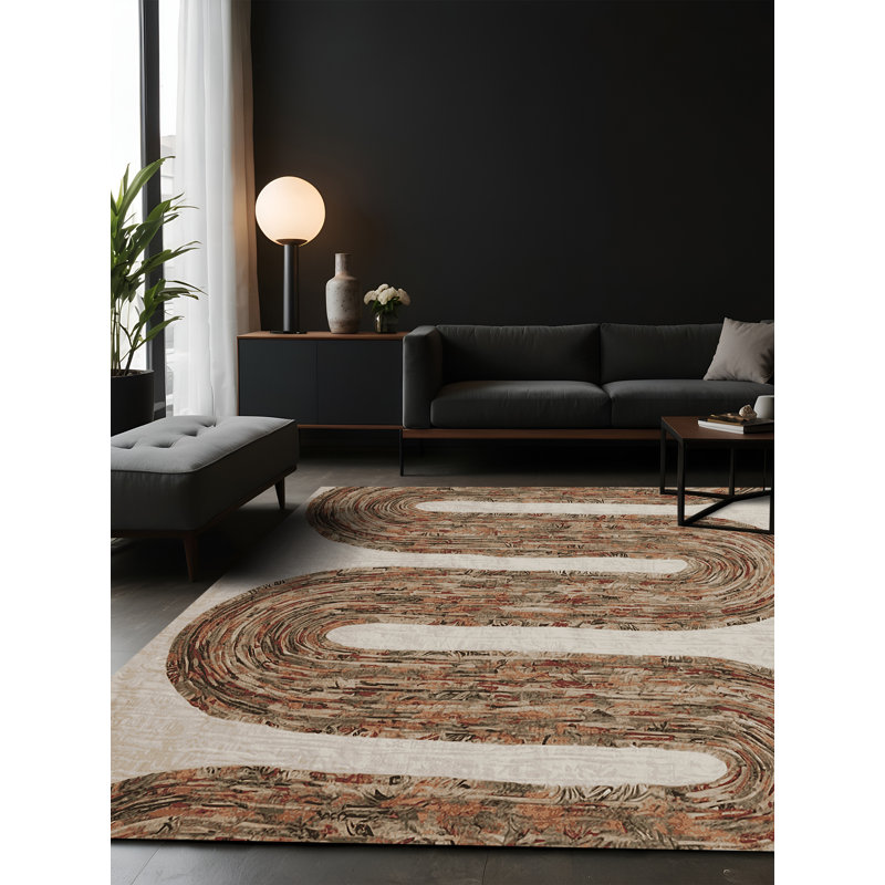 Tapis beige soyeux et moelleux, Rectangle 2 pi x 3 pi