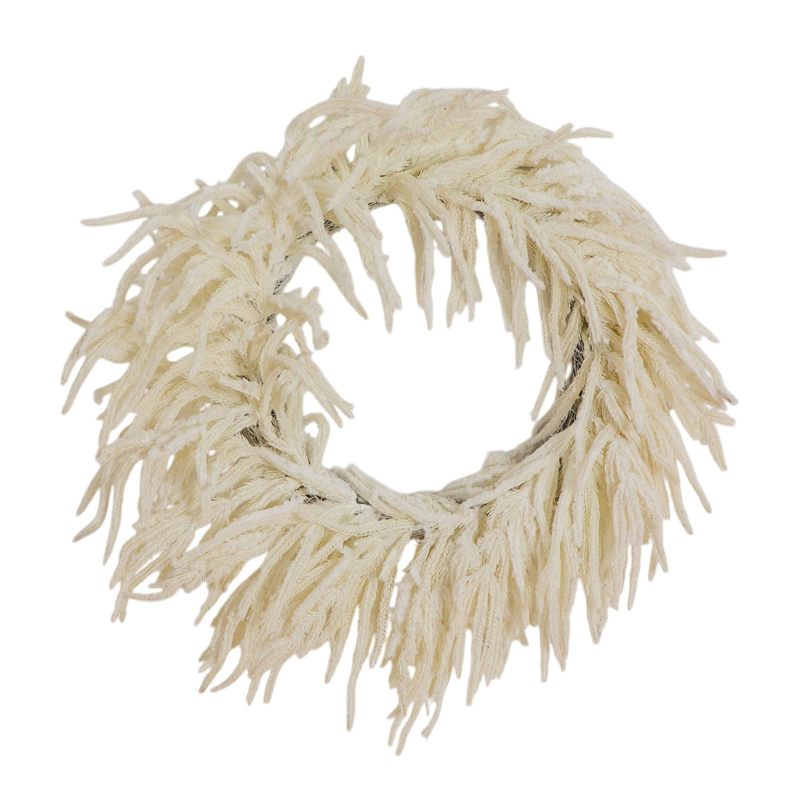 Pre-Lit Pine Wreath, White, 24" W x 24" H x 3" D