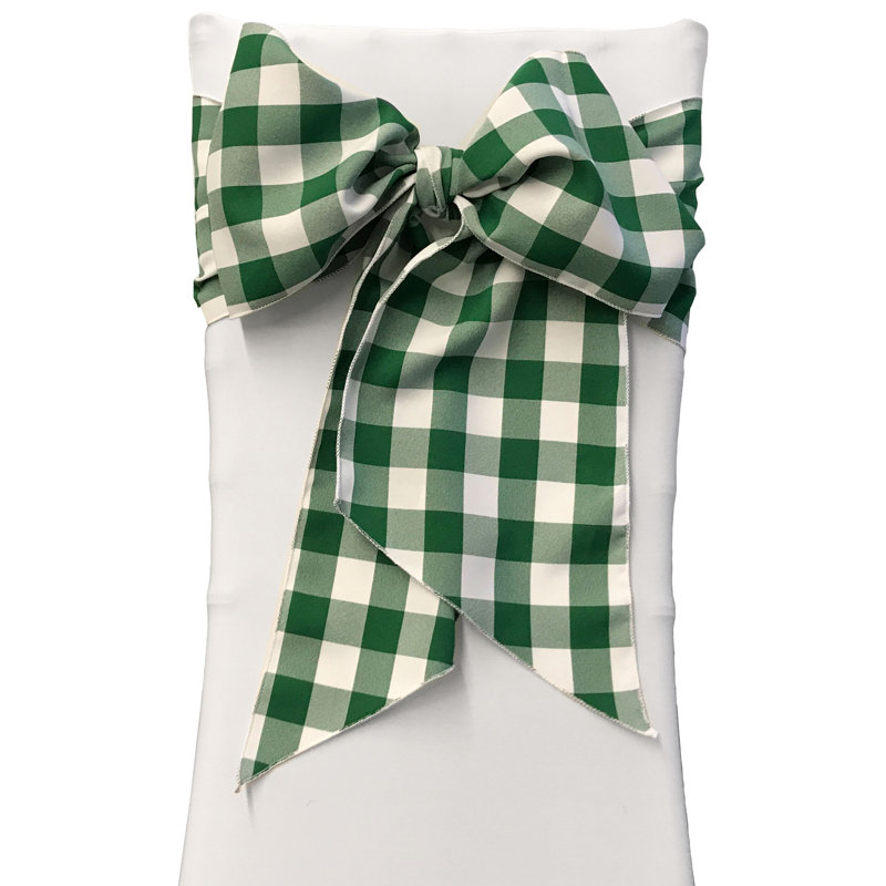 Huertas Checkered Chair Bow, White/Lime