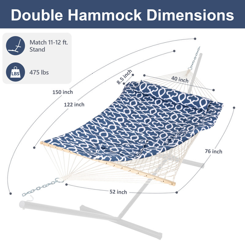 Volkrad Double Spreader Bar Hammock, Blue Geometric