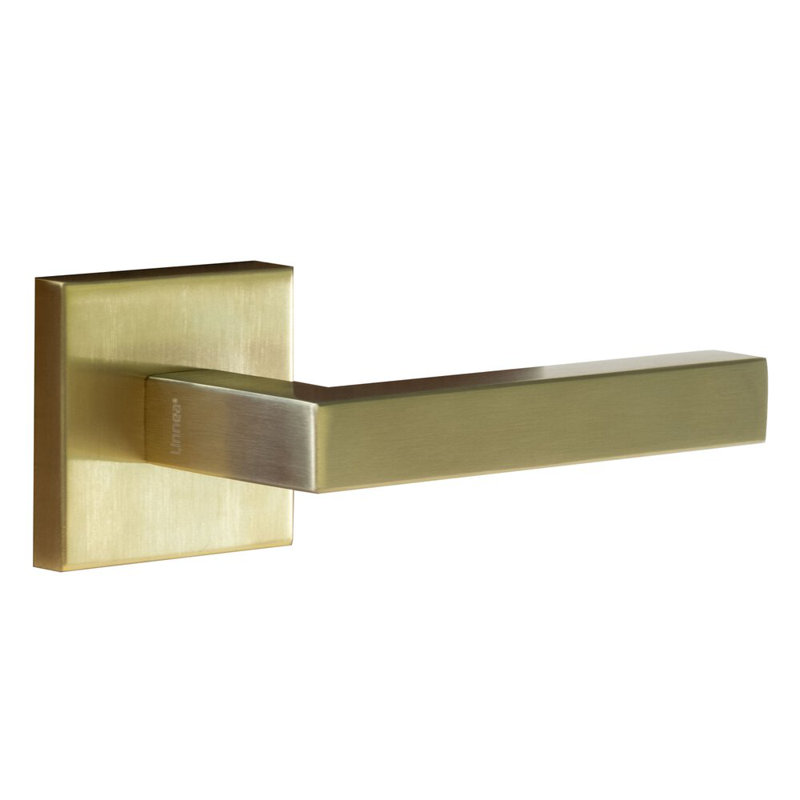 Full Double Dummy Door Lever Set, Satin Brass, 90