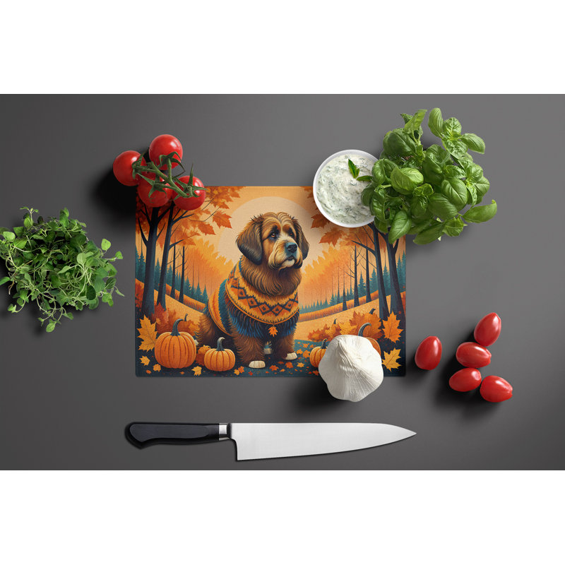Briard Fall Glass Cutting Board Large