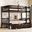 Lit superposé en bois d'hévéa avec 2 tiroirs, convertible en 2 lits simples, lit superposé simple avec échelle et garde-corps de sécurité