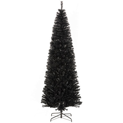 Arbre de Noël 8 pi, sapin de Noël artificiel non éclairé avec branches réalistes, sapin de Noël avec 1168 pointes, noir