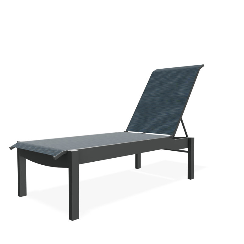 Chaise longue sans accoudoirs empilable en polymère avec accoudoirs Leeward, Nimbus océan, Graphite