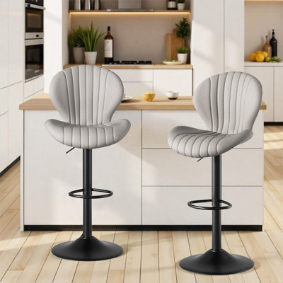 Scalloped-Back Adjustable Swivel Bar Stool
