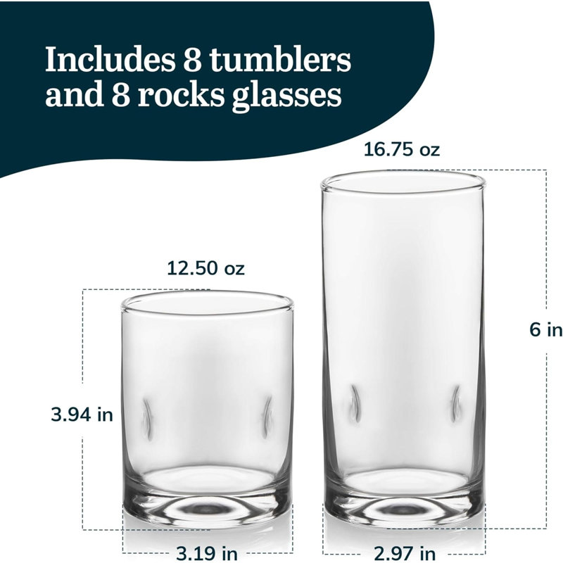 Ensemble de verres et de verres 16 pièces Impressions