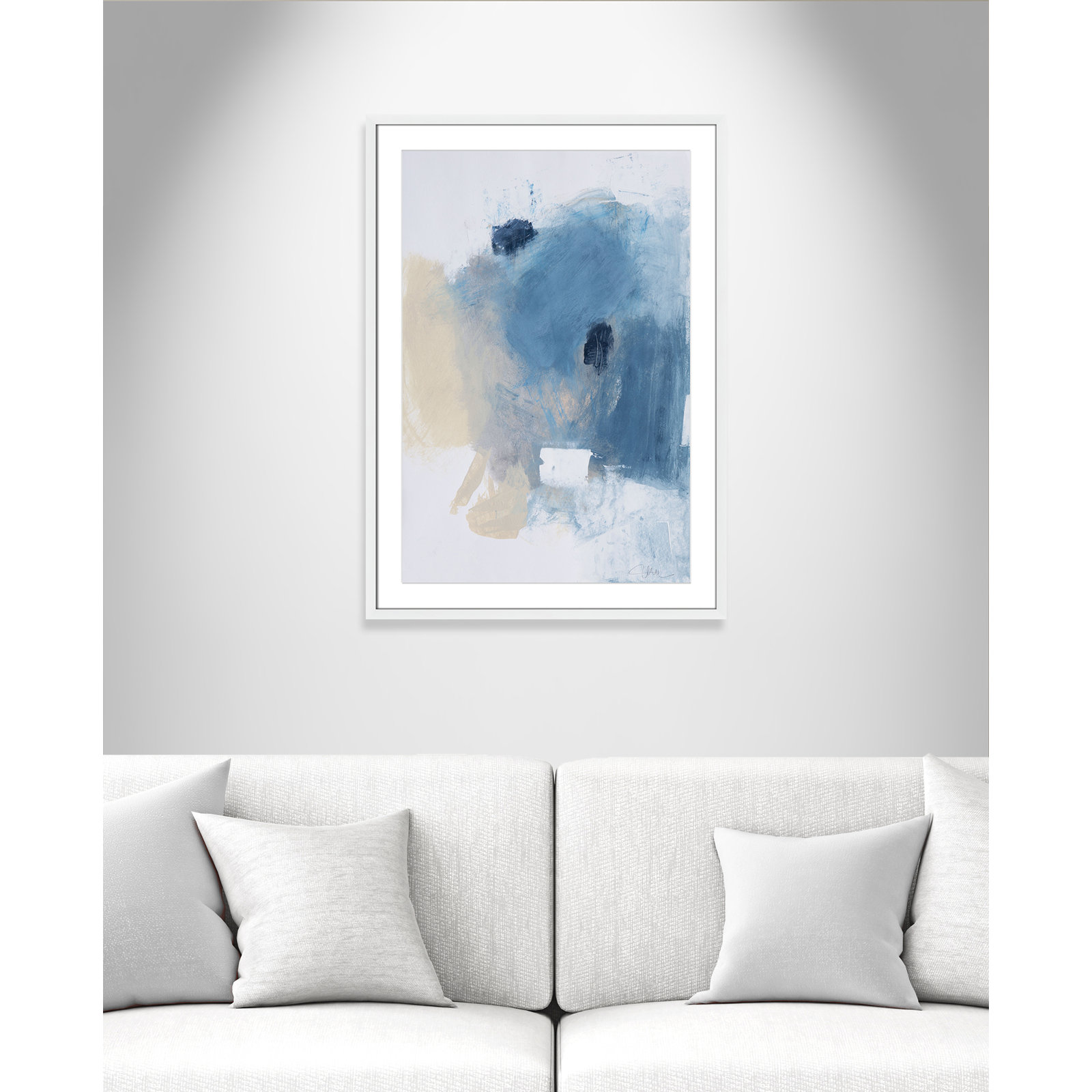 White, 35.5" H x 25.5" W x 1.25" D, White Single Picture Framed Paper