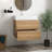 Modern Bathroom 24 Inch Rough Oak Bathroom Vanity With One-Piece Glossy White Engineered Quartz Sink And Soft Drawers, Wall Mounted Floating Bathroom Vanity-1200205263