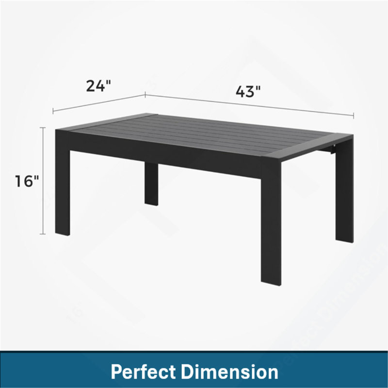 Ensemble de conversation moderne en aluminium 4 pièces pour patio, canapé 5 places avec coussins épais et table basse, Black