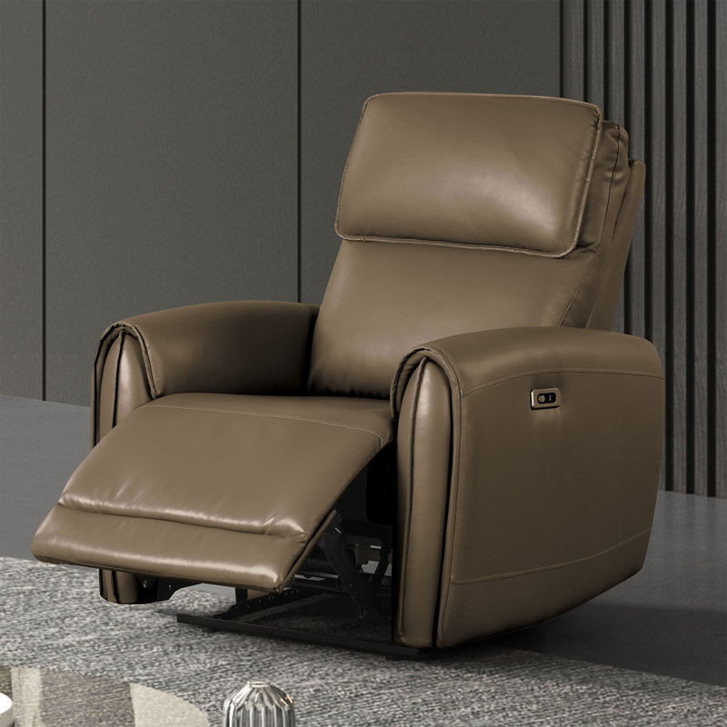 Contemporary Style Power Recliner, Light Brown