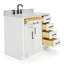 Meuble-lavabo simple Jameal de 36 po en bois massif avec comptoir en marbre de Carrare de 0,75 po et lavabo ovale dÃ©calÃ© Ã  droite-598961054-566077833-566077836