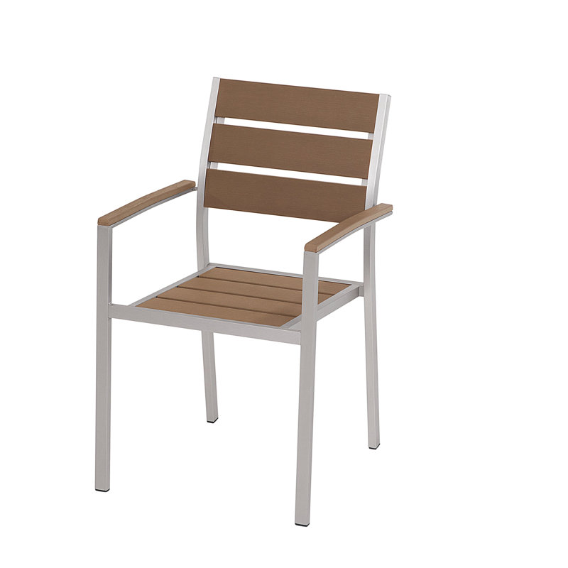 Wolfsburg Stacking Patio Dining Armchair, Silver/Brown